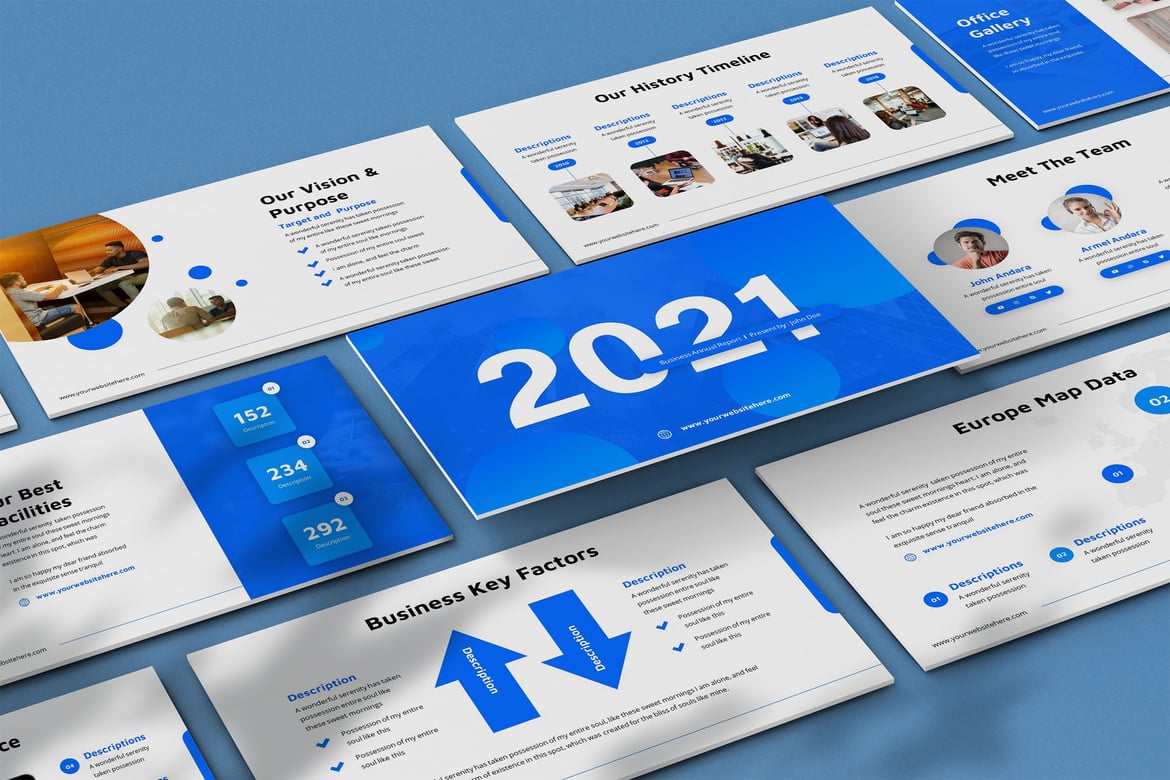 Template PowerPoint Laporan Tahunan 2021 yang Modern dan Menarik