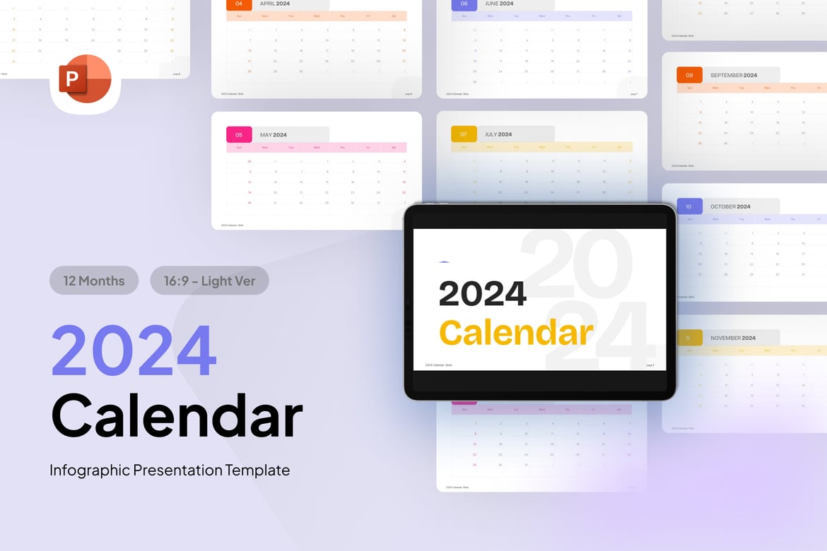 Template Presentasi PowerPoint Kalender 2024 yang Menarik