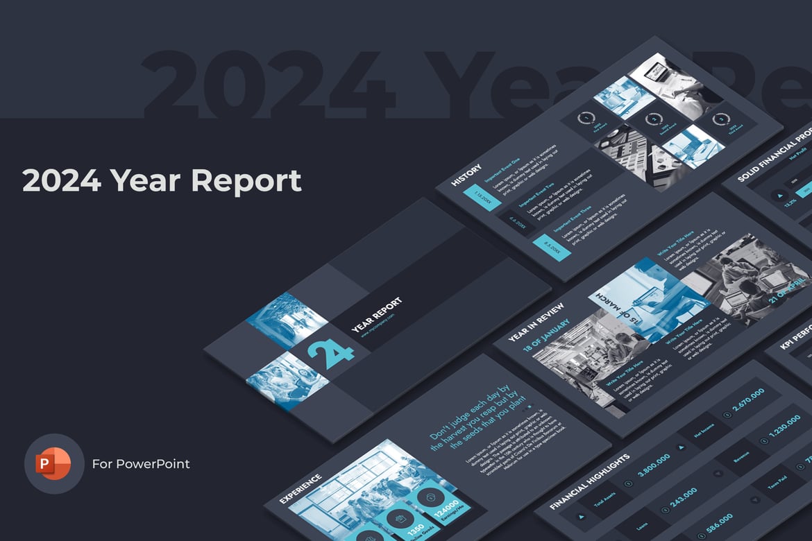 Template Presentasi PowerPoint Laporan Tahunan 2024 yang Menarik