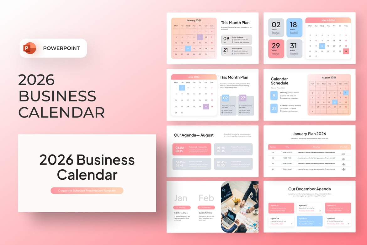 Template PowerPoint Kalender Bisnis 2026 yang Modern dan Efisien