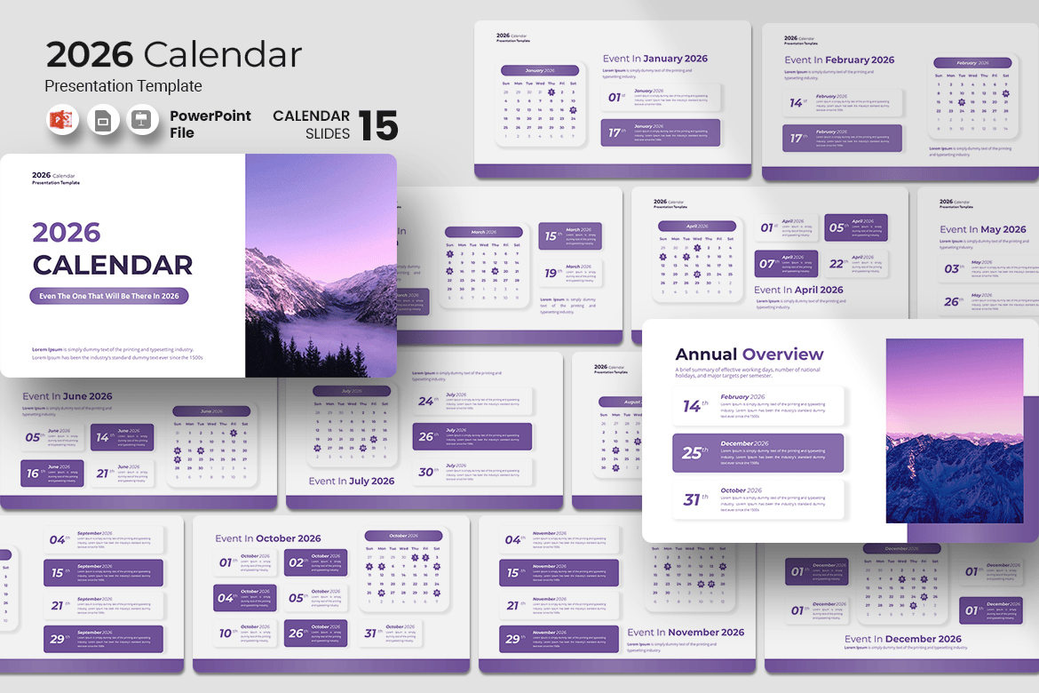 Template Presentasi PowerPoint Kalender 2026 yang Menarik