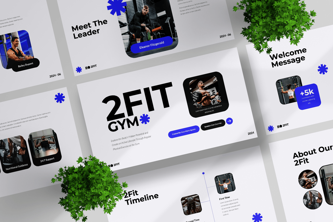 Template PowerPoint Gym 2Fit yang Modern dan Profesional