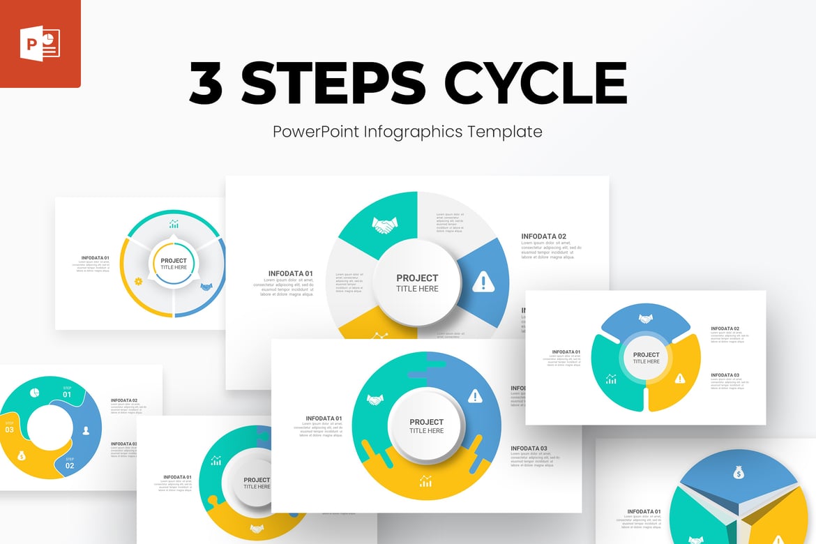Template PowerPoint Infografis Siklus 3 Langkah yang Menarik