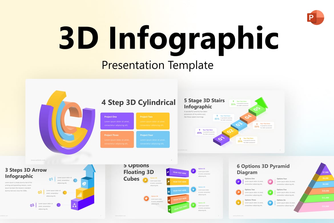 Template PowerPoint Infografis 3D yang Modern dan Elegan