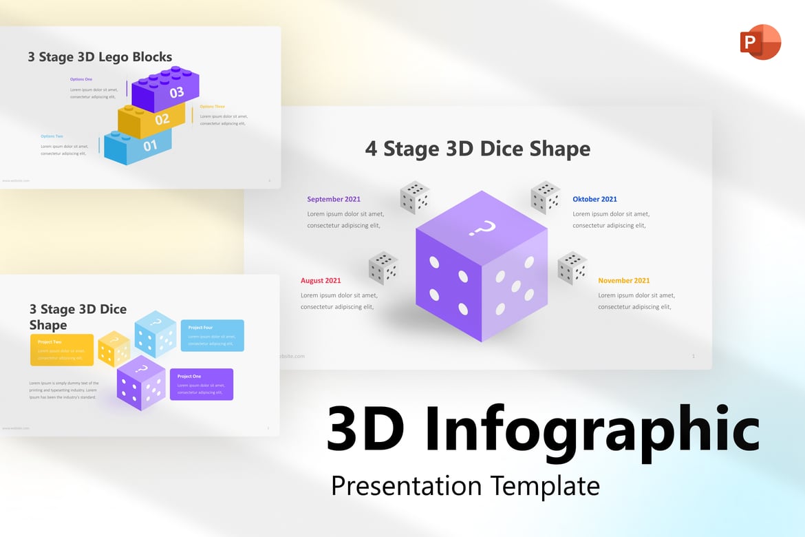 Template Presentasi PowerPoint Infografis 3D yang Menarik