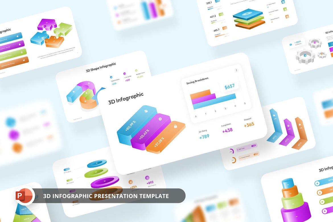 Template PowerPoint Infografis 3D yang Menarik