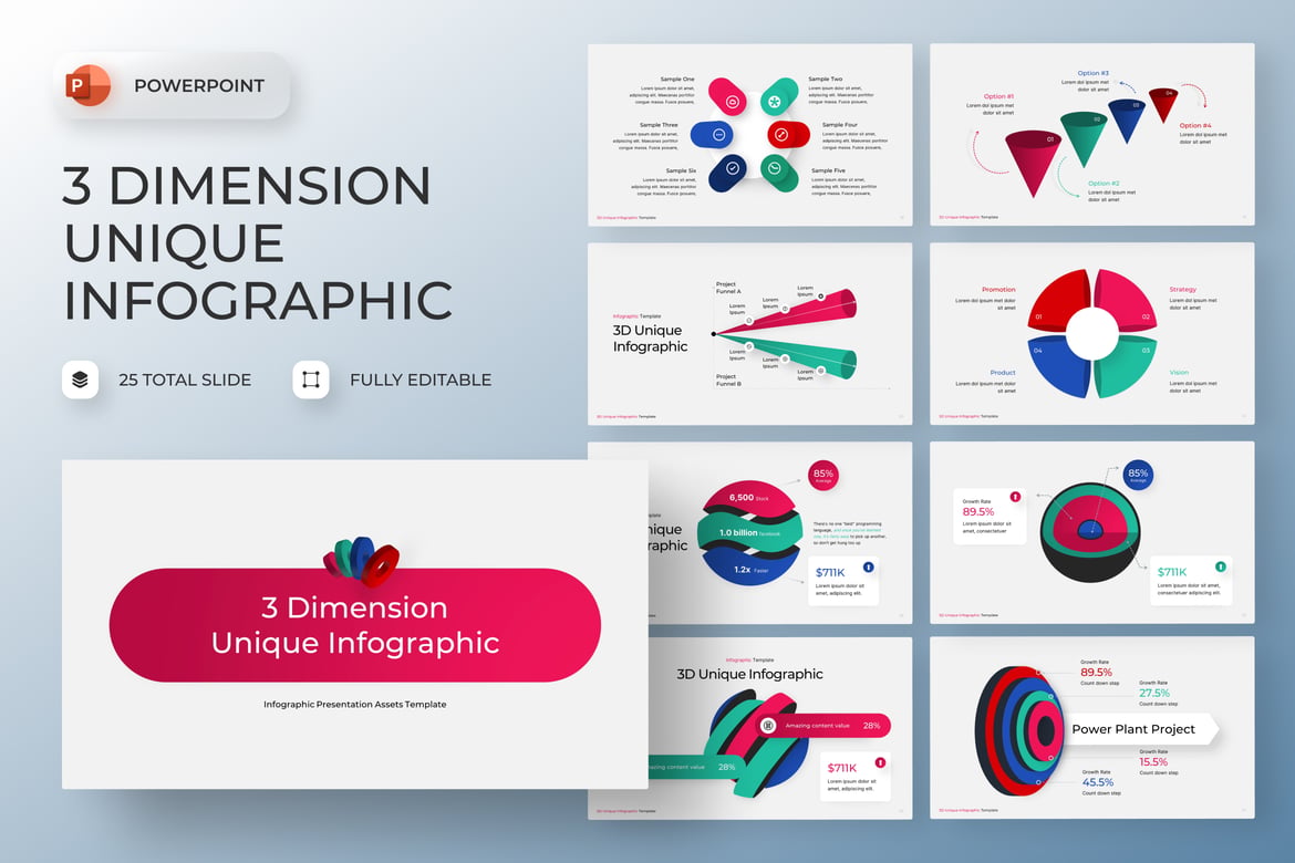 Template PowerPoint Infografis 3D yang Unik dan Menarik