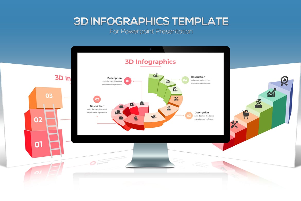 Template Presentasi PowerPoint Infografis 3D yang Menarik