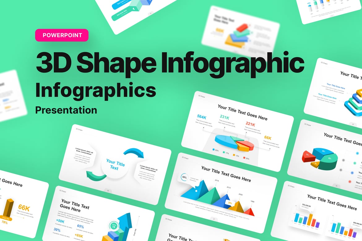 Template PowerPoint Infografis Bentuk 3D yang Menarik