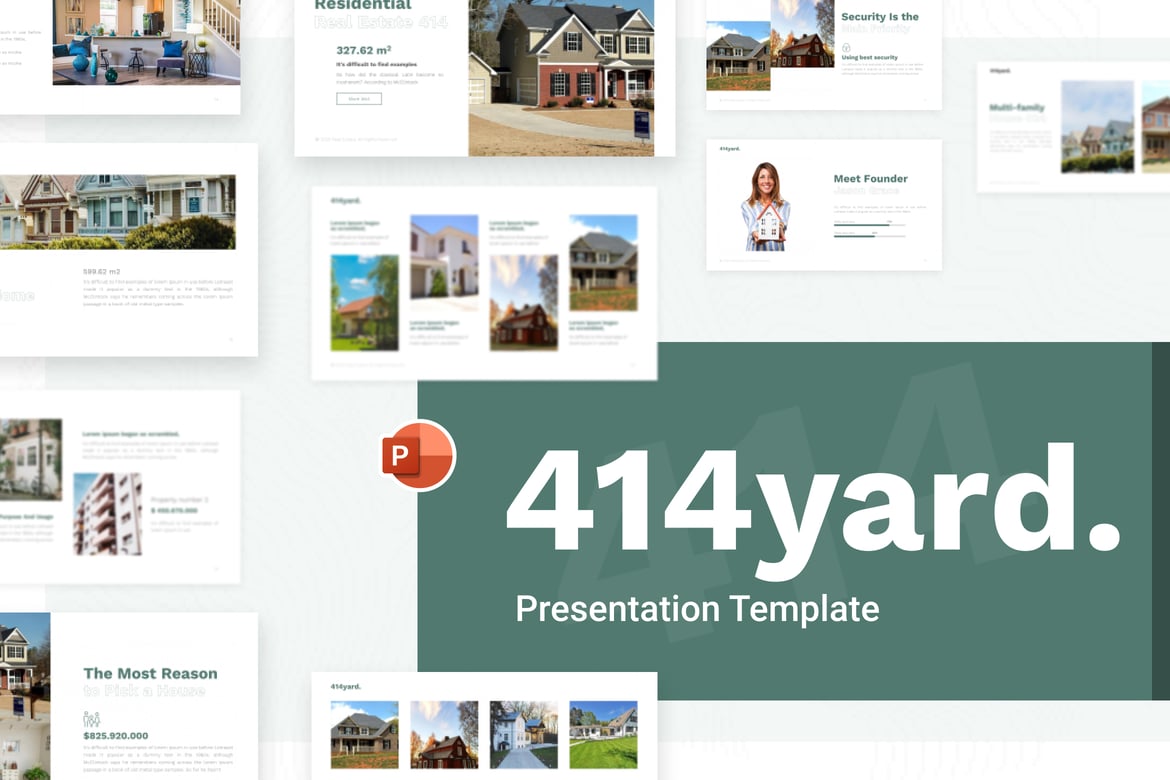 Template PowerPoint Real Estate Modern 414 Yard yang Menarik dan Profesional