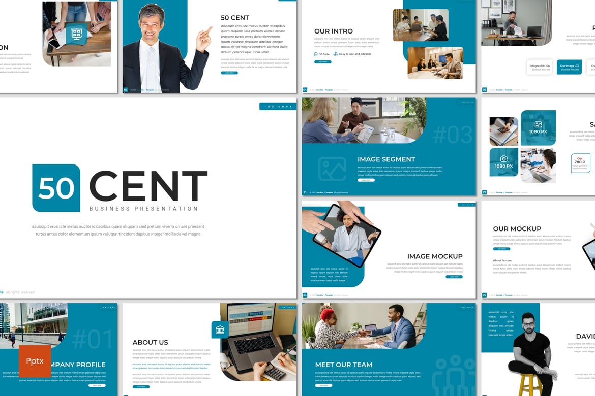 Template PowerPoint 50 Cent - Kreatif dan Minimalis untuk Bisnis Anda