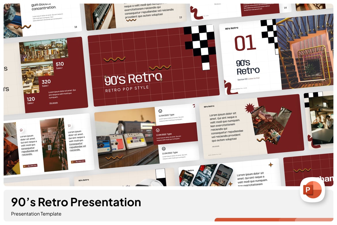 Template Presentasi PowerPoint Retro 90-an yang Menarik