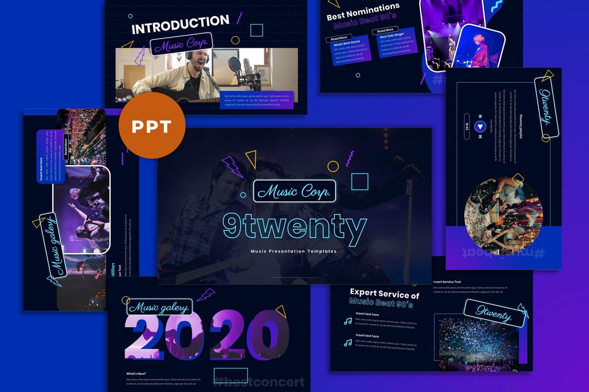 Template Presentasi Powerpoint 9Twenty untuk Industri Musik