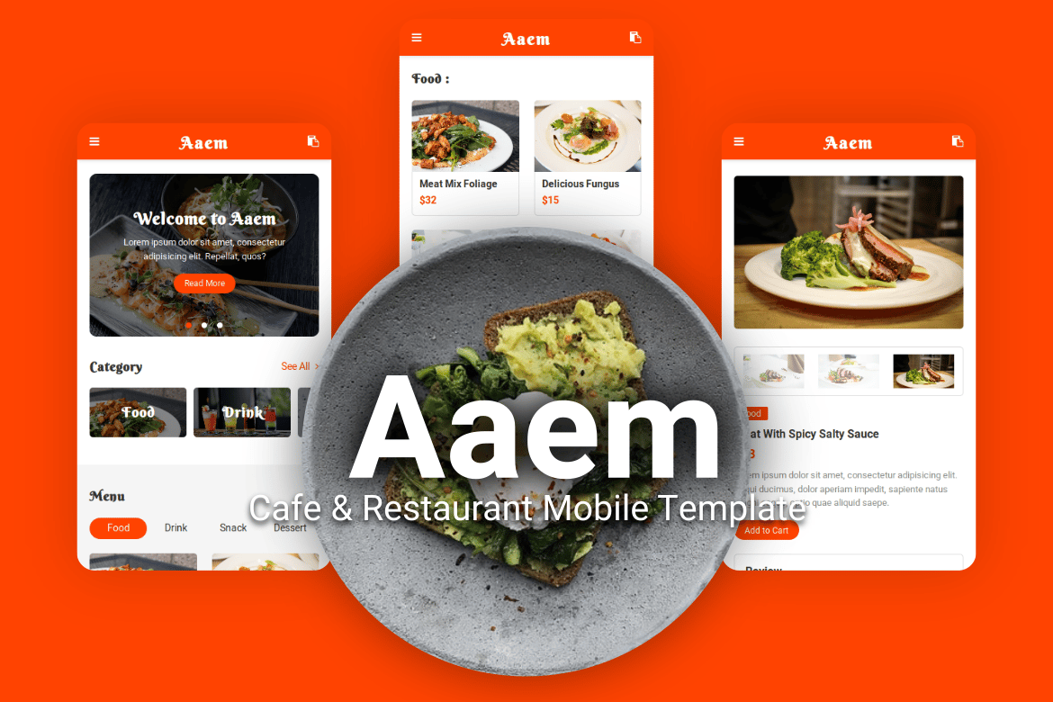 Template Website Mobile Aaem untuk Kafe & Restoran yang Modern