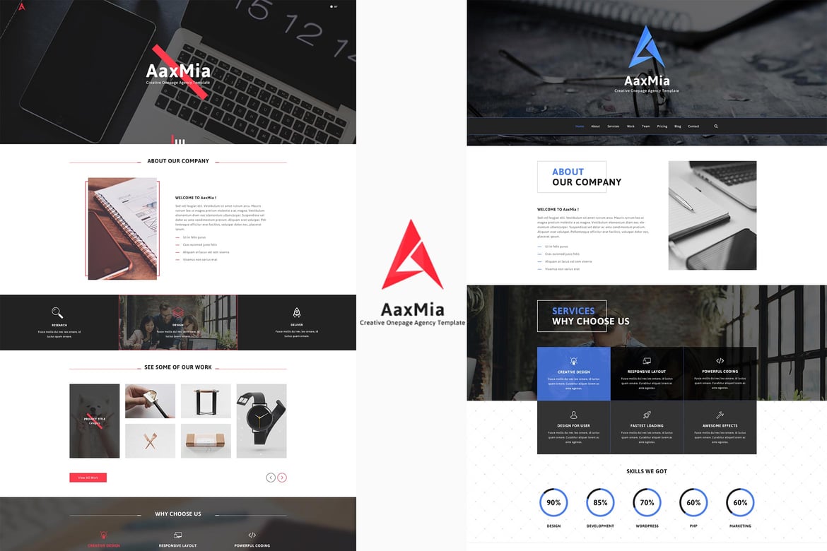AaxMia - Template Website Satu Halaman untuk Agensi dan Portofolio