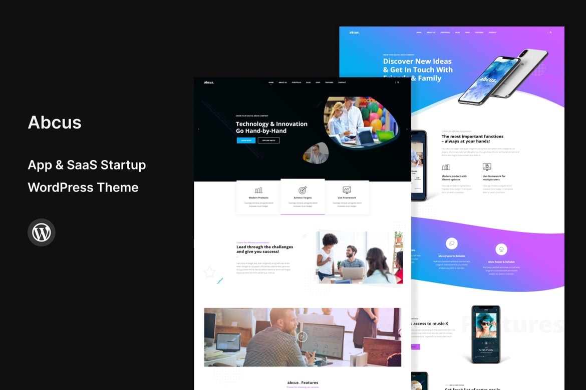 Abcus - Tema WordPress untuk Startup Aplikasi & SaaS yang Menarik