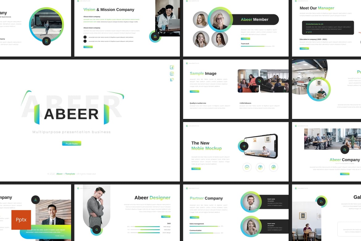 Abeer - Template Presentasi PowerPoint Serbaguna yang Modern dan Kreatif
