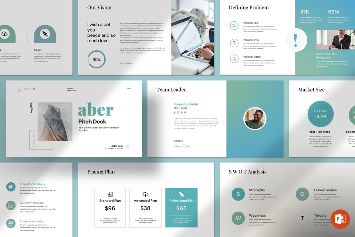 Template Presentasi PowerPoint Aber yang Kreatif dan Profesional