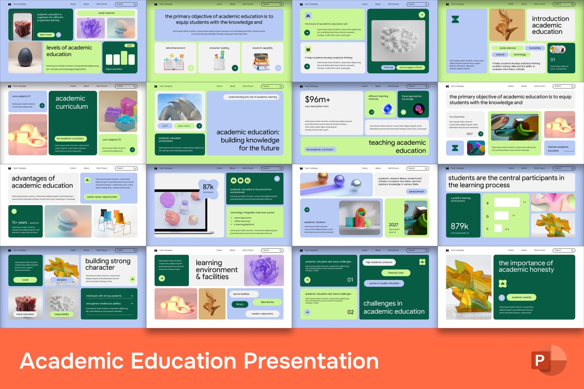 Template PowerPoint Pendidikan Akademis yang Menarik