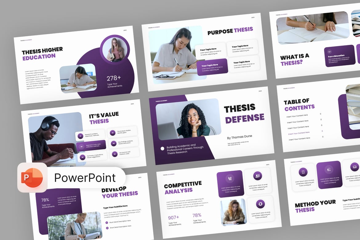 Template PowerPoint Pertahanan Tesis Akademik yang Menarik