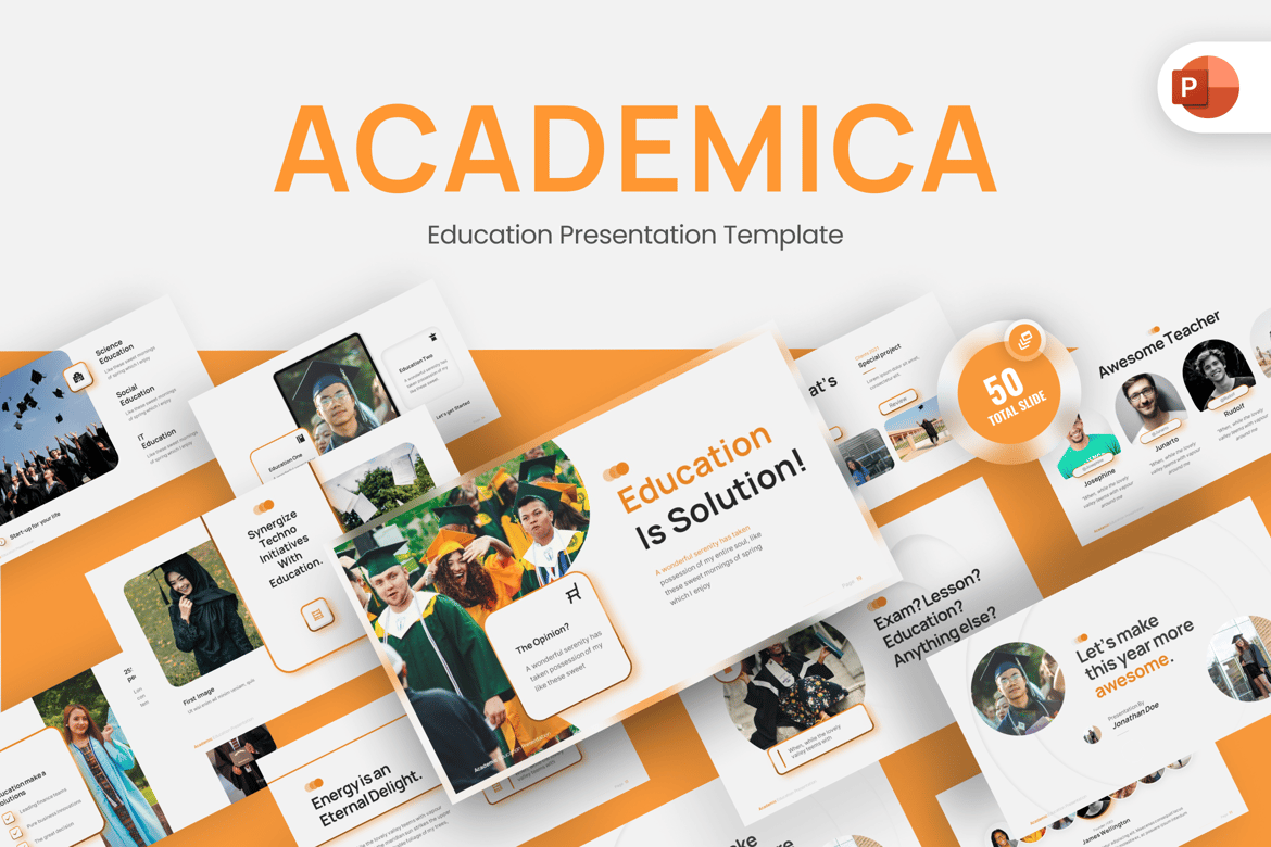 Template PowerPoint Pendidikan Academica yang Modern dan Profesional