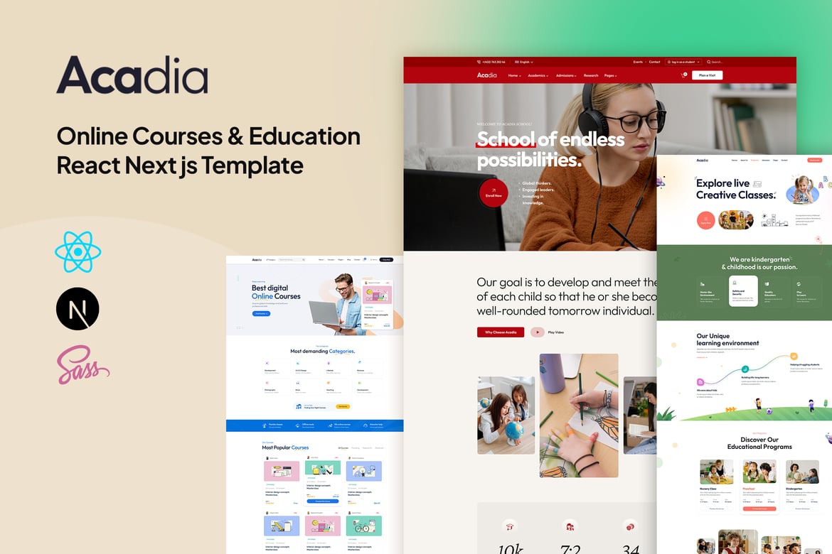 Acadia - Template Website Pendidikan untuk React Next.js