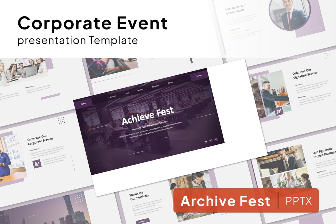 Template Presentasi Corporate Achieve Fest - Powerpoint yang Elegan