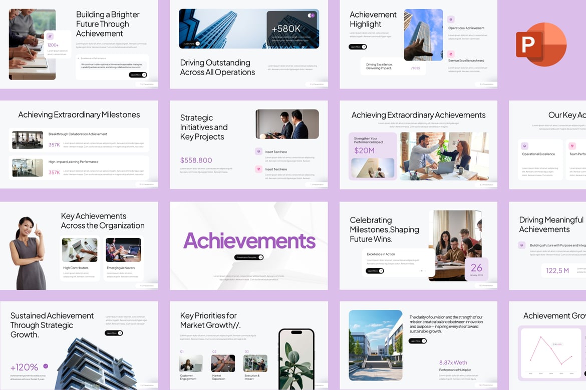 Template Presentasi PowerPoint Pencapaian yang Menginspirasi