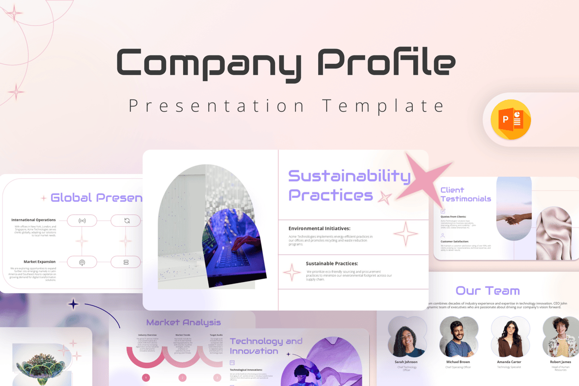 Template Presentasi Profil Perusahaan Acme Technologies yang Menarik