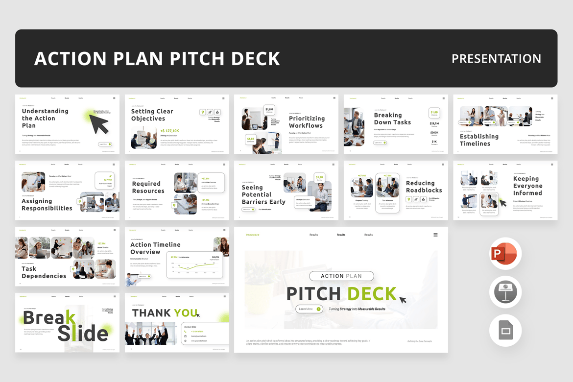 Template Presentasi PowerPoint Rencana Aksi yang Memukau