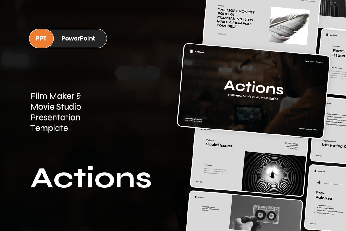 Template PowerPoint Kreatif untuk Pembuat Film dan Studio Film