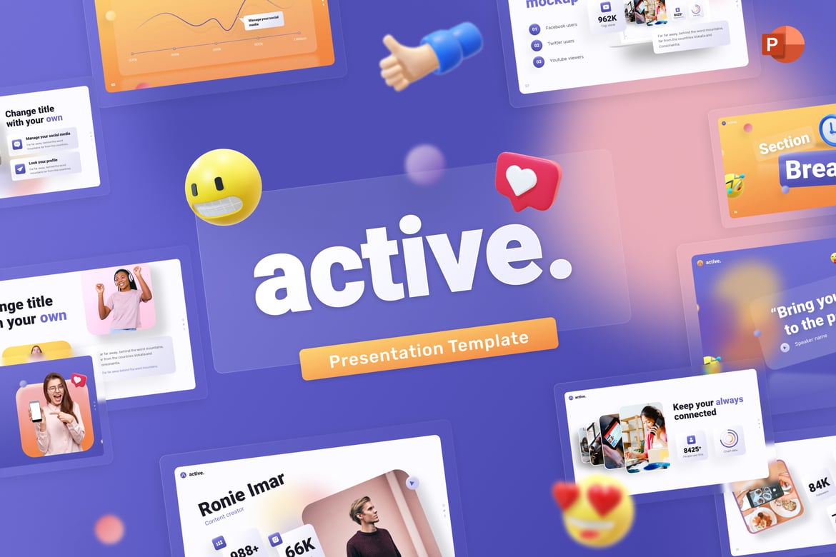 Template PowerPoint Kreatif untuk Media Sosial yang Aktif