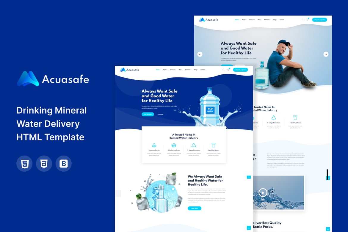 Template Website Acuasafe - Solusi Pengantaran Air Minum yang Modern