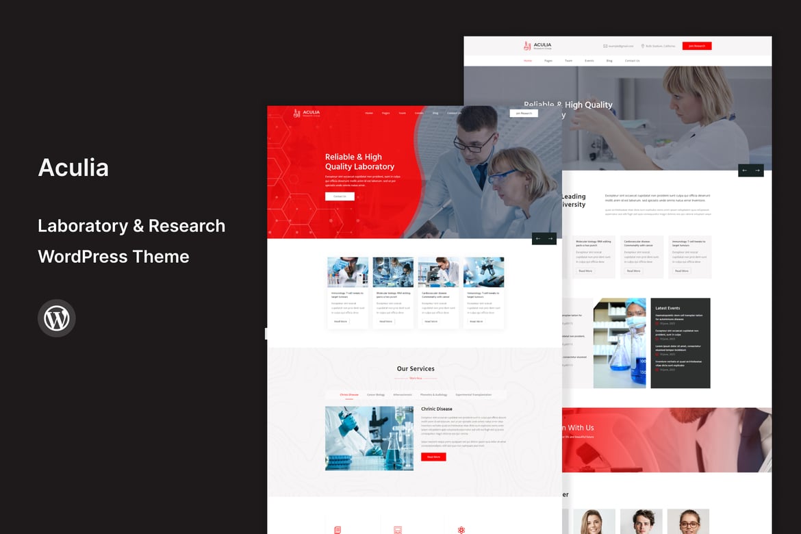 Aculia | Tema WordPress untuk Laboratorium dan Penelitian yang Modern dan Responsif