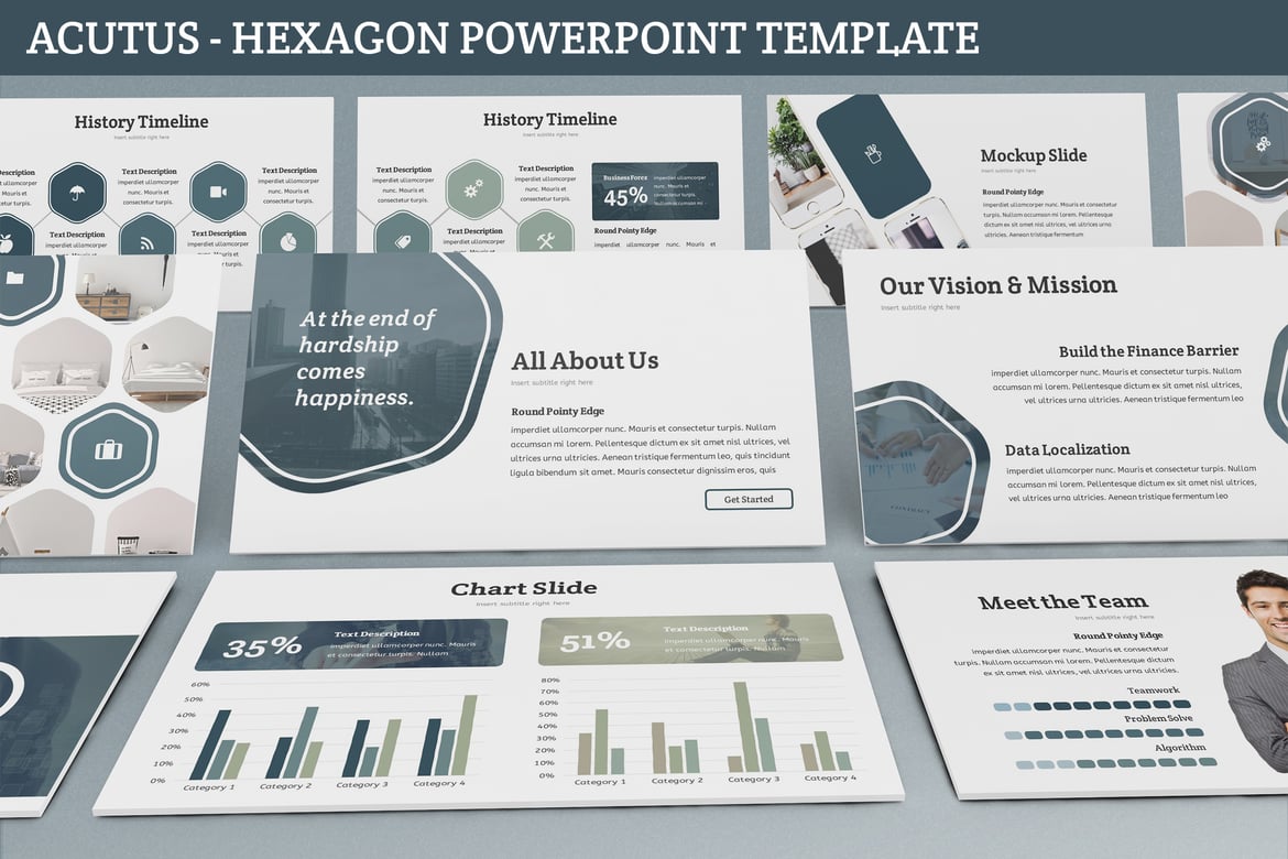 Acutus - Template Powerpoint Hexagon Modern dan Minimalis
