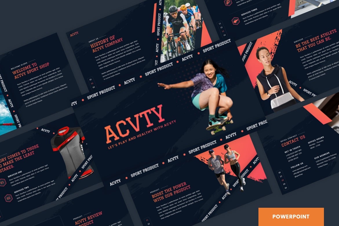 Template PowerPoint Acvty - Solusi Kreatif untuk Toko Olahraga Anda