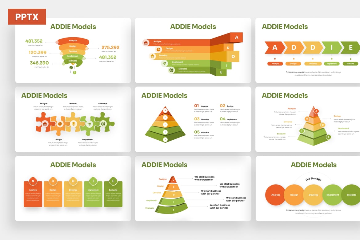Template PowerPoint Infografis Model ADDIE yang Menarik
