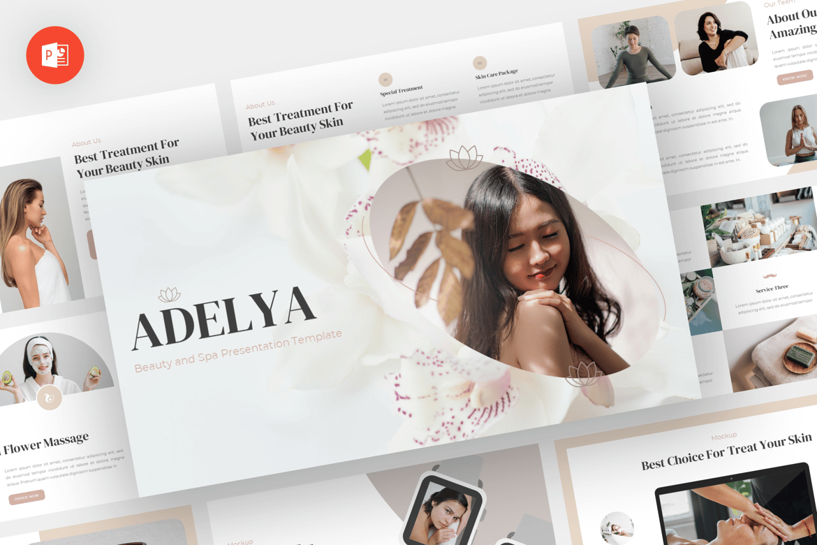 Template Powerpoint Adelya - Elegan untuk Kecantikan dan Spa
