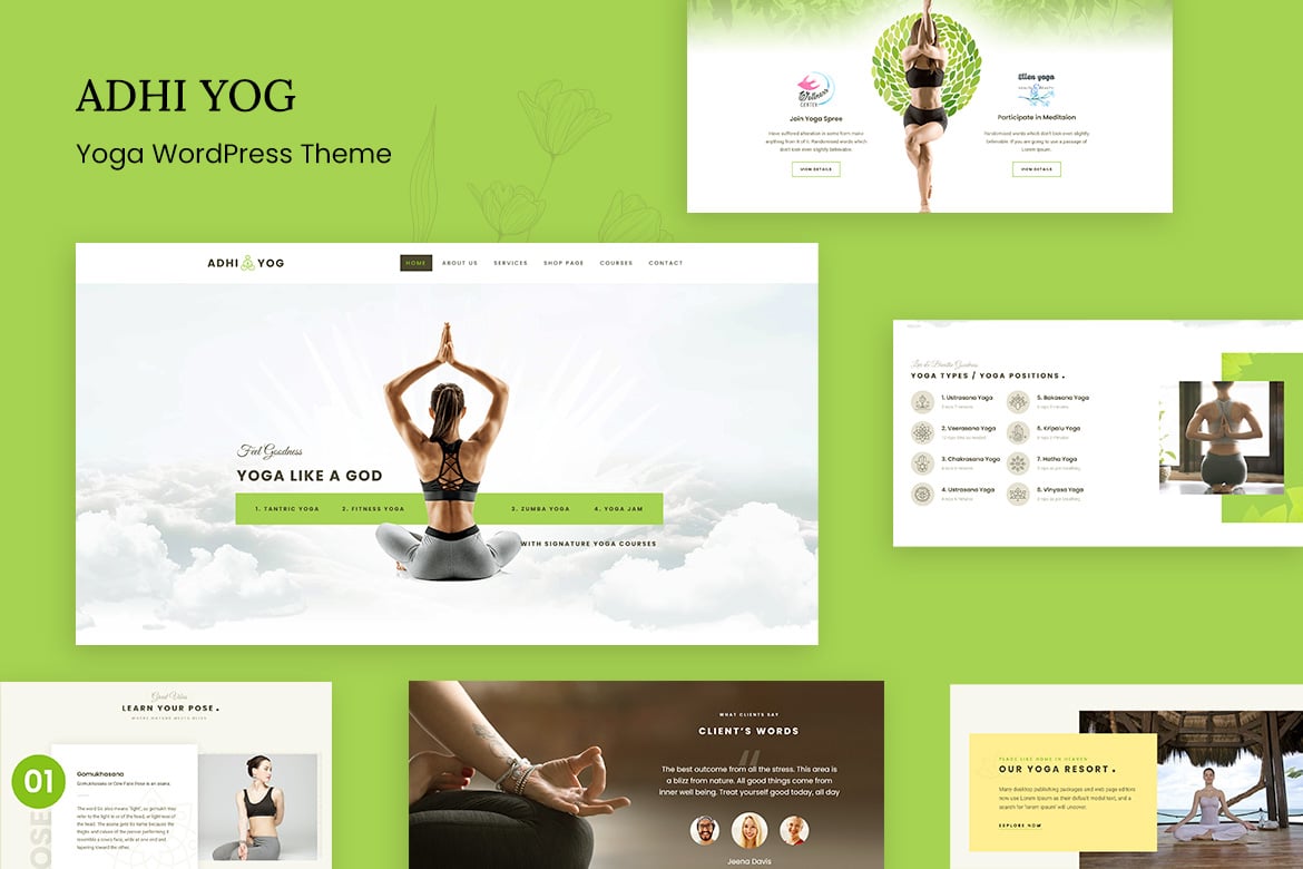 Adhi Yoga - Tema WordPress Kesehatan dan Kebugaran yang Menawan