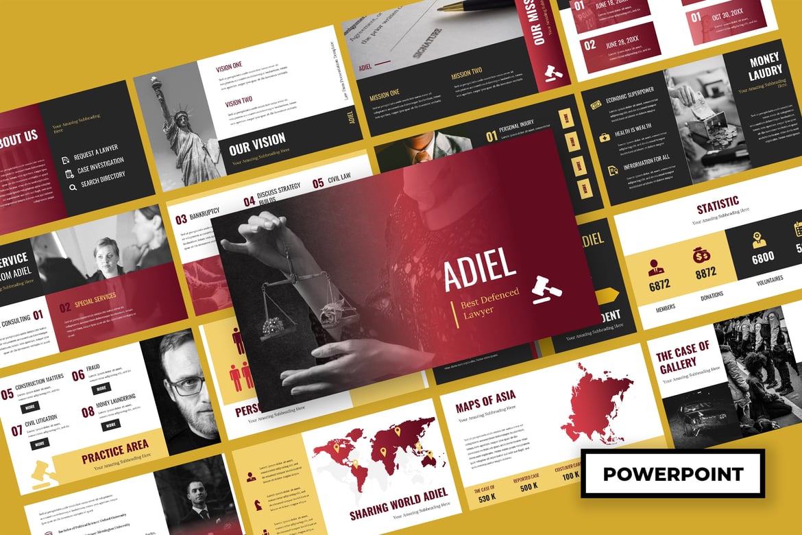 Template Presentasi PowerPoint Adiel untuk Hukum dan Firma