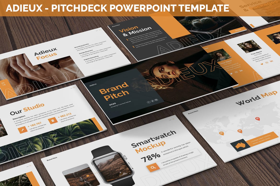 Adieux - Template Presentasi PowerPoint Modern dan Abstrak