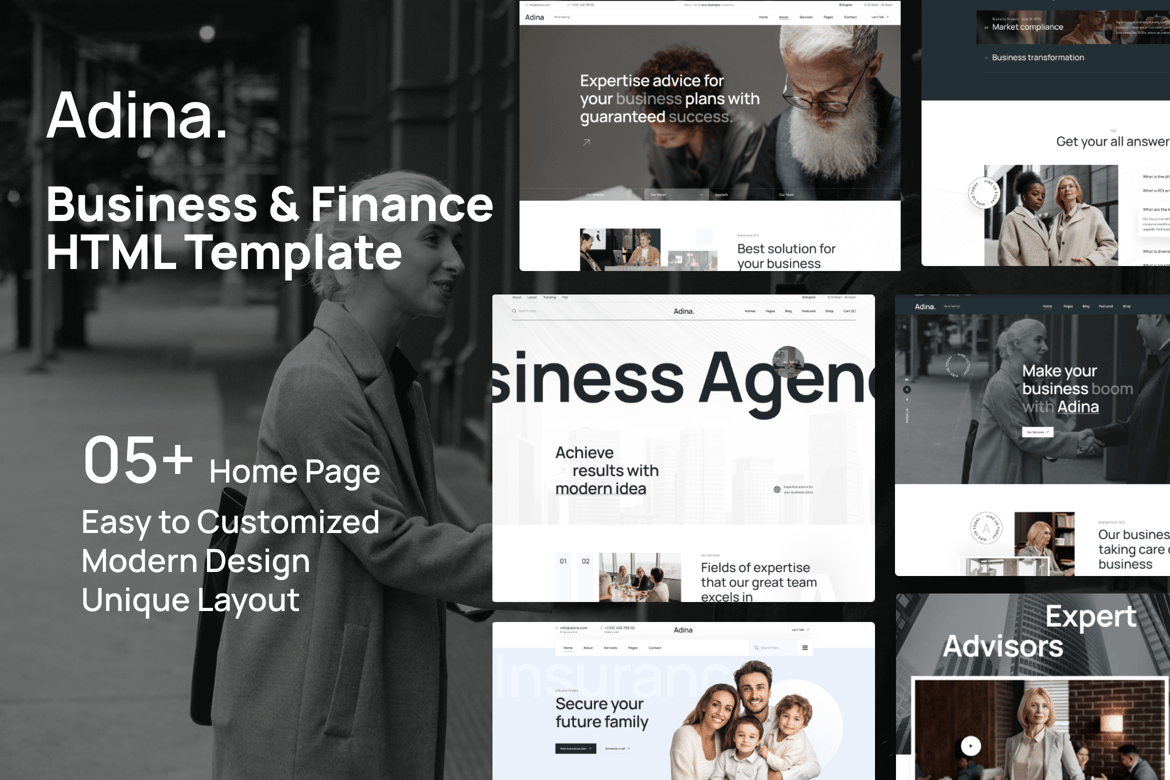 Adina - Template Website Bisnis & Keuangan yang Modern