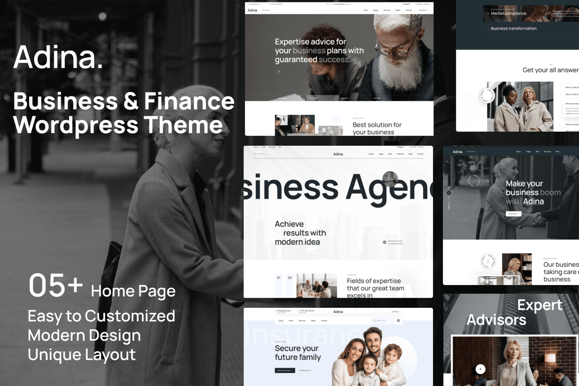 Adina - Tema WordPress Bisnis & Keuangan yang Modern dan Responsif