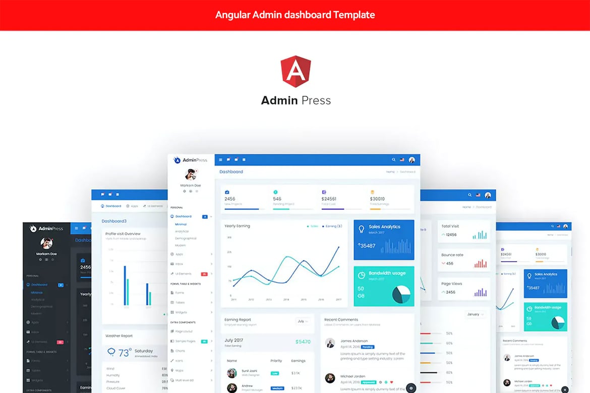 Template Dashboard Angular 10 Admin Press yang Modern dan Responsif