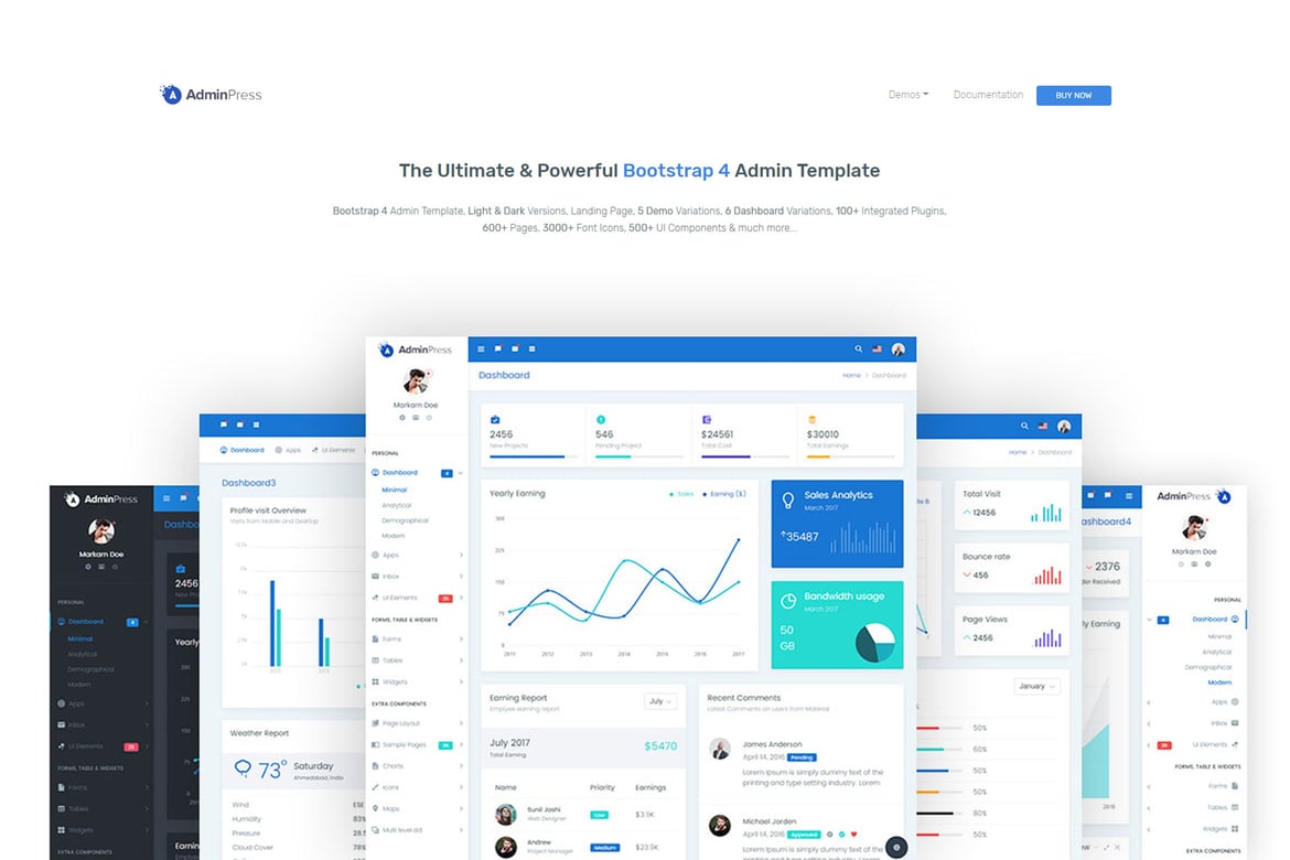 Admin Press - Template Dashboard Bootstrap 4 Terbaik untuk Website Anda
