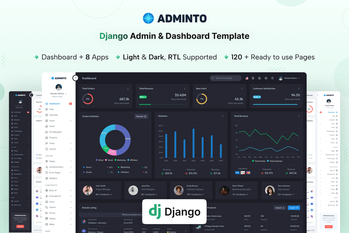 Adminto - Template Dashboard Admin Django Premium yang Responsif