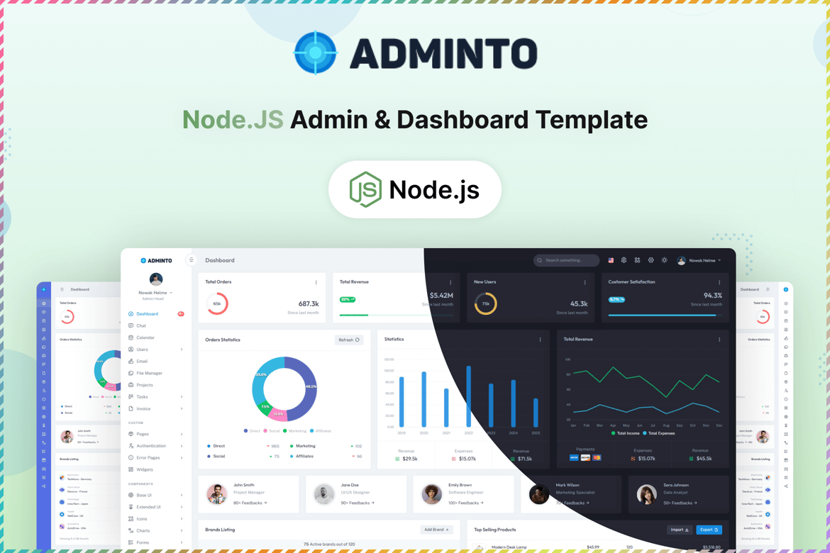 Adminto - Template Website Admin & Dashboard NodeJs Premium