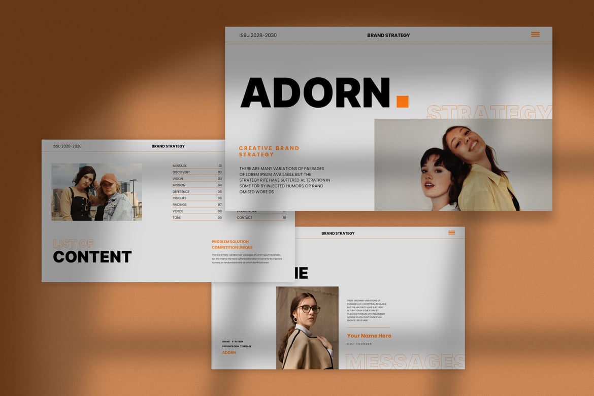 Adorn - Template Powerpoint Strategi Merek yang Elegan