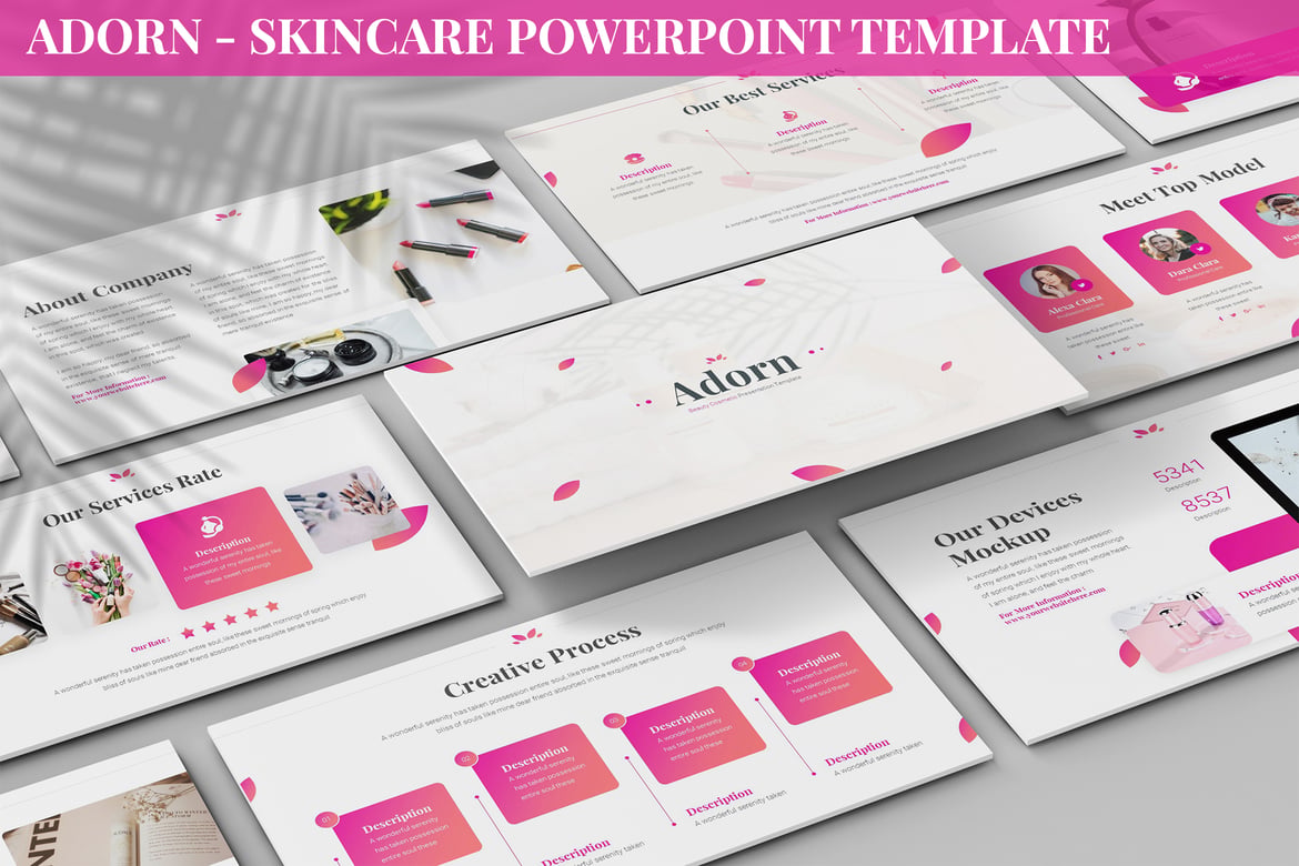 Template Powerpoint Skincare Adorn yang Elegan dan Serbaguna