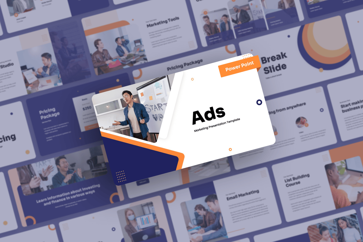 Template Presentasi PowerPoint Ads - Solusi Pemasaran Modern